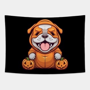 Kawaii Bulldog Halloween Tapestry