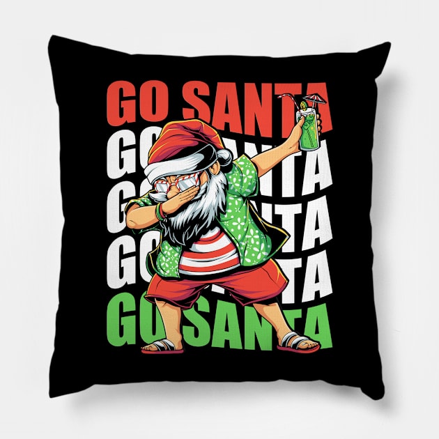 Go Santa Dabbing Beach Christmas Pillow by BDAZ