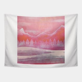 Landscape Neck Gator Pink Mountains Forest Tapestry