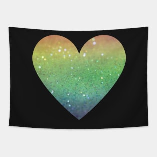 Rainbow Ombre Faux Glitter Heart Tapestry