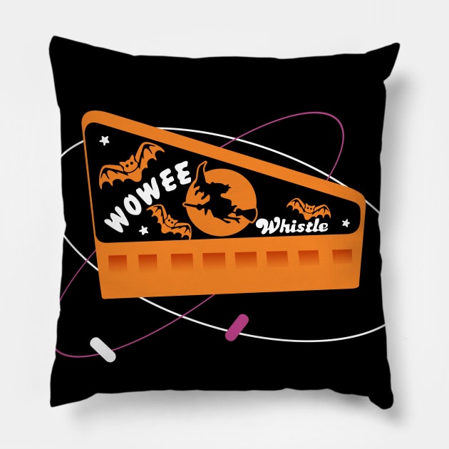 Retro Halloween wax candy whistle Pillow by DigiDreams