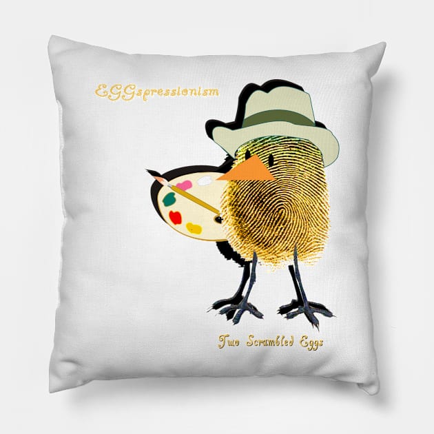 Two Scrambled Eggs - EGGspressionism Pillow by Kartoon