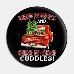 Warm Snuggles And Golden Retriever Cuddles Ugly Christmas Sweater Pin