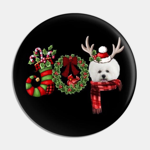 Christmas Joy Dwarf Stocking Reindeer Bichon Frise Pin by Marcelo Nimtz