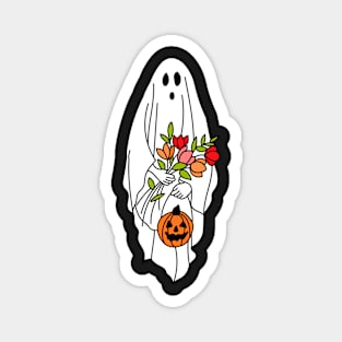 Floral Ghost, Ghost Silhouette, Ghost, Halloween, Pumpkin Magnet