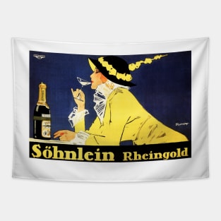 SOHNLEIN RHEINGOLD Lithograph Art by Fritz Rumpf Vintage German Sparkling Wine Advert Tapestry