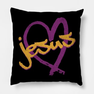 I Love Jesus Vintage 80's & 90's Purple and Dijon Pillow