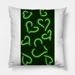 Neon Hearts Green Pillow