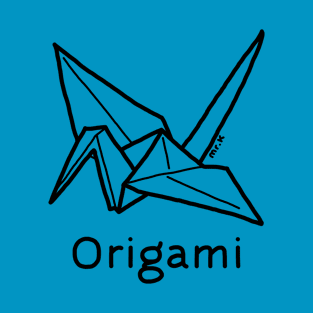 Origami Crane Japanese design in black T-Shirt