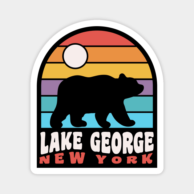 Lake George New York Adirondack Mountains Bear Badge Magnet by PodDesignShop