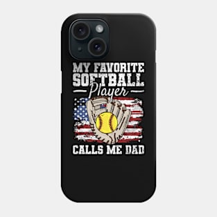 Softball Dad USA Flag Father Phone Case