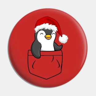 Cute Penguin Santa Hat Pocket Animals Pin