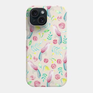 Watercolor Birds and Spring Flowers Phone Case