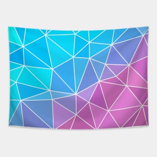 Vivid Cyan and Heliotrope Geometric Triangle Vector Pattern Design Tapestry
