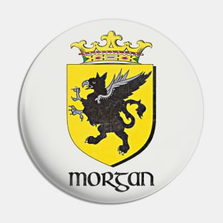 Morgan Name / Faded Style Family Crest Coat Of Arms Design Pin