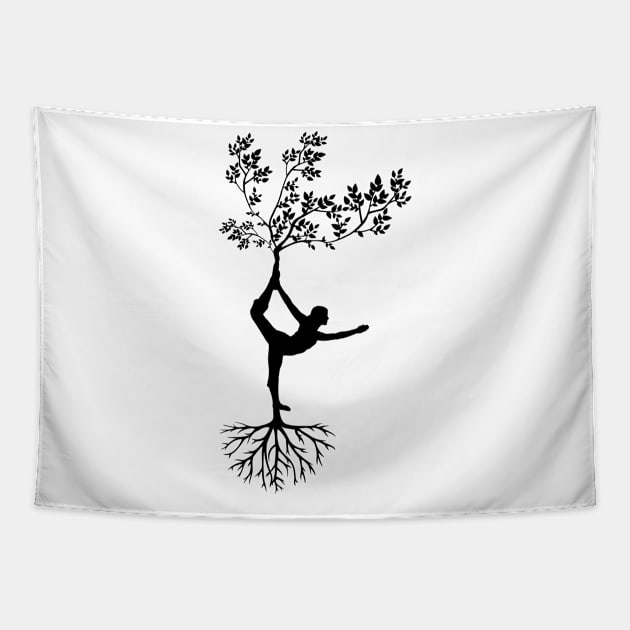 Meditating Women Yoga Pose Tapestry by MinimalSpace