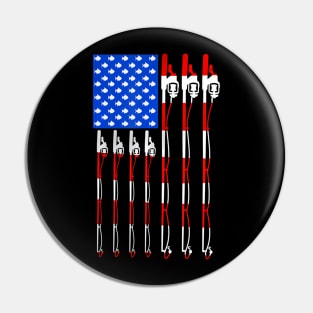 Patriotic Fishing American USA Flag Fishing Pole Pin