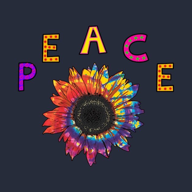 Peace with Multicolored Sunflower by JodyzDesigns