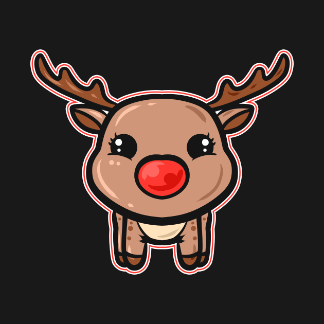 Kawaii Chibi Rudolph The Reindeer Red Nose Merry Christmas by SinBle