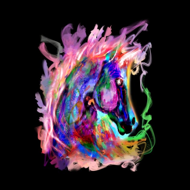 Colorful Rainbow Tribal Festival Horse Head Print Shirt by starchildsdesigns