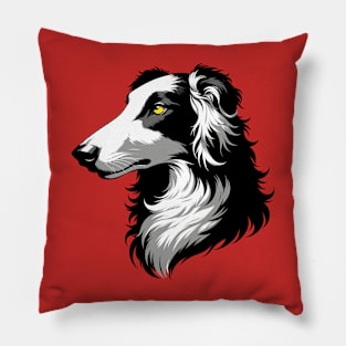 Stunning and Cool Borzoi Monochrome and Gold Portrait for Father's Day Pillow