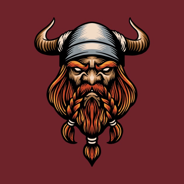 Cool Ginger Viking Head Illustration by SLAG_Creative