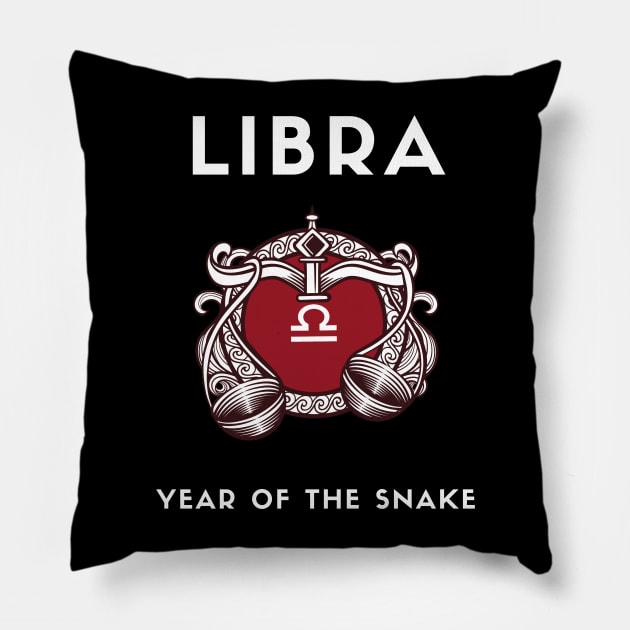 LIBRA / Year of the SNAKE Pillow by KadyMageInk
