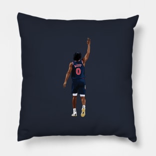 Tyrese Maxey Back Celebration Blue Qiangy Pillow