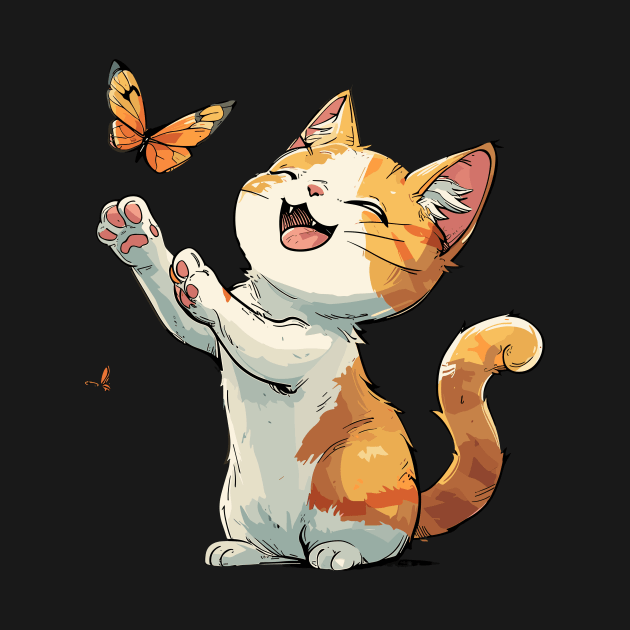 A Cute Cat Trying to Catch a Butterfly by BrushedbyRain