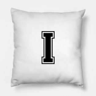 Initial Letter I - Varsity Style Design - Black text Pillow