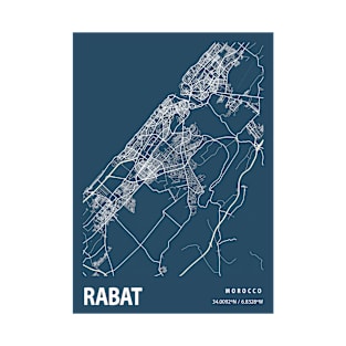 Rabat Blueprint Street Map, Rabat Colour Map Prints T-Shirt