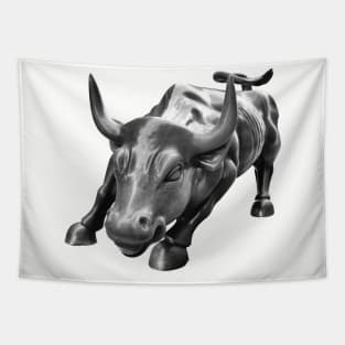 Wall Street Bull in Black and White Tapestry