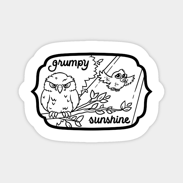 Grumpy Sunshine Birds Magnet by polliadesign