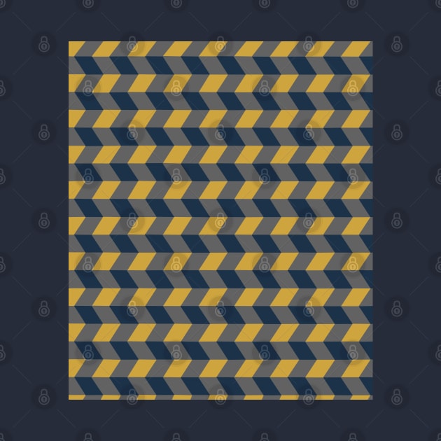 Chevron Pattern in blue, grey and yellow by OneThreeSix