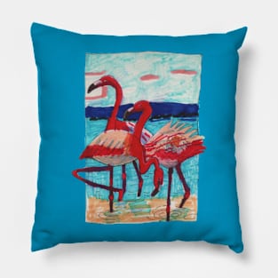 Flamingos on the Lake Pillow