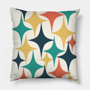 Mid Century Atomic Starburst Teal, Yellow, Orange Pillow