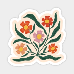 Folksy Modern Flowers Magnet