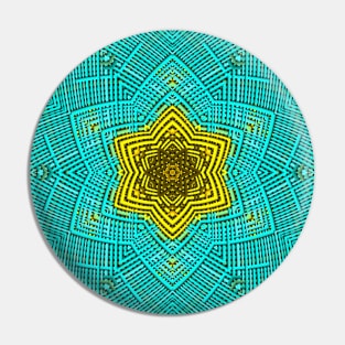 Weave Mandala Blue and Yellow Pin