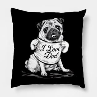 Generate a hand drawn vector design Pug.Happy fathers day (10) Pillow