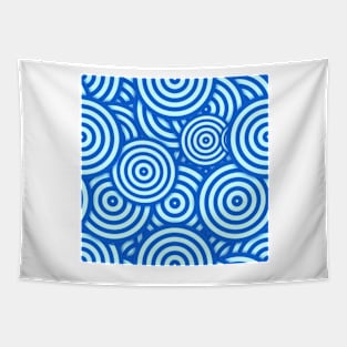 Two Blues Concentric Circles Pattern Tapestry