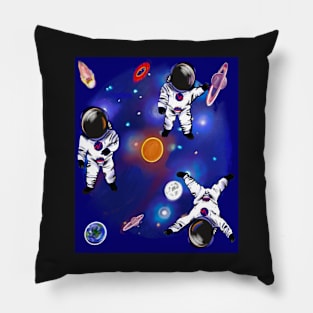 Space odyssey  - space design with rings of Saturn and galaxy background Pillow