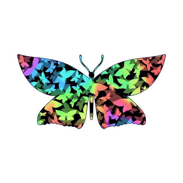 Veil of Butterflies, Pastel Rainbow Swirl by StephOBrien