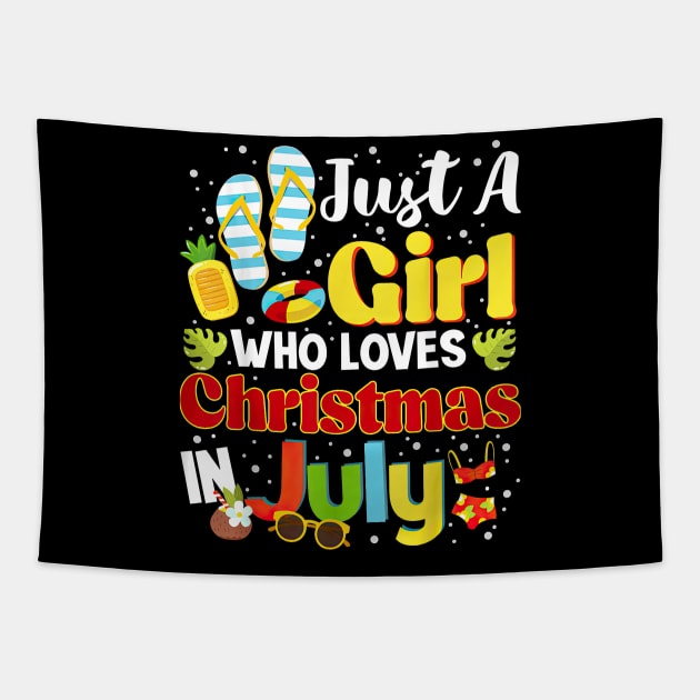 Just A Girl Who Loves Christmas In July Summer Vacation Tapestry by cogemma.art