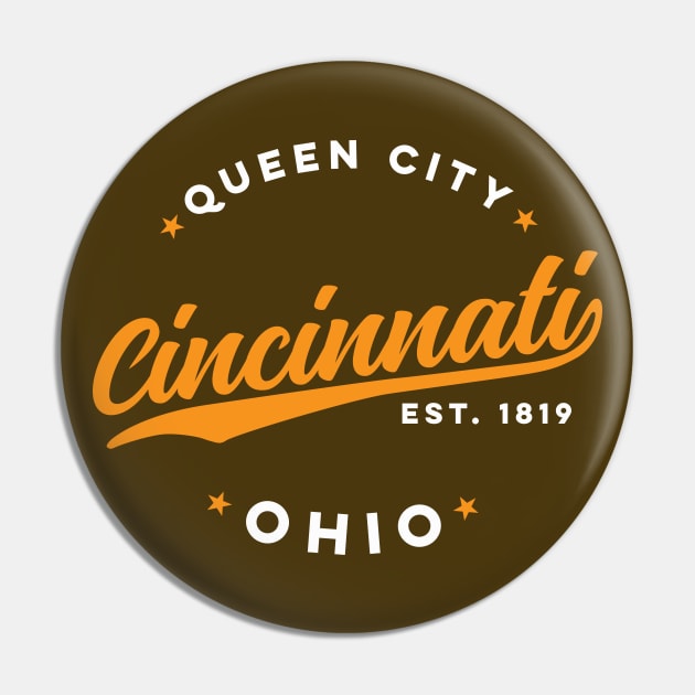 Vintage Cincinnati Ohio Queen City Black Text Pin by DetourShirts