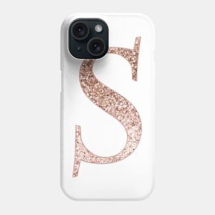 S rose gold glitter monogram letter Phone Case