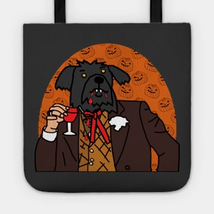 Vampire Dog Drinking Wine Halloween Horror Portrait Tote