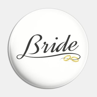 Bride with Gold Rings Wedding Calligraphy Pin