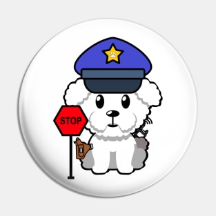 Cute furry dog is a police Pin