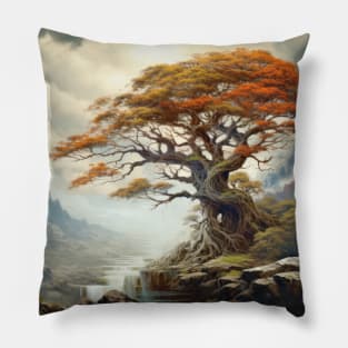 Ancient Tree Mystic Serene Landscape Pillow