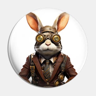 Clockwork Steampunk Bunny - Vintage Gear Engineer Art Pin